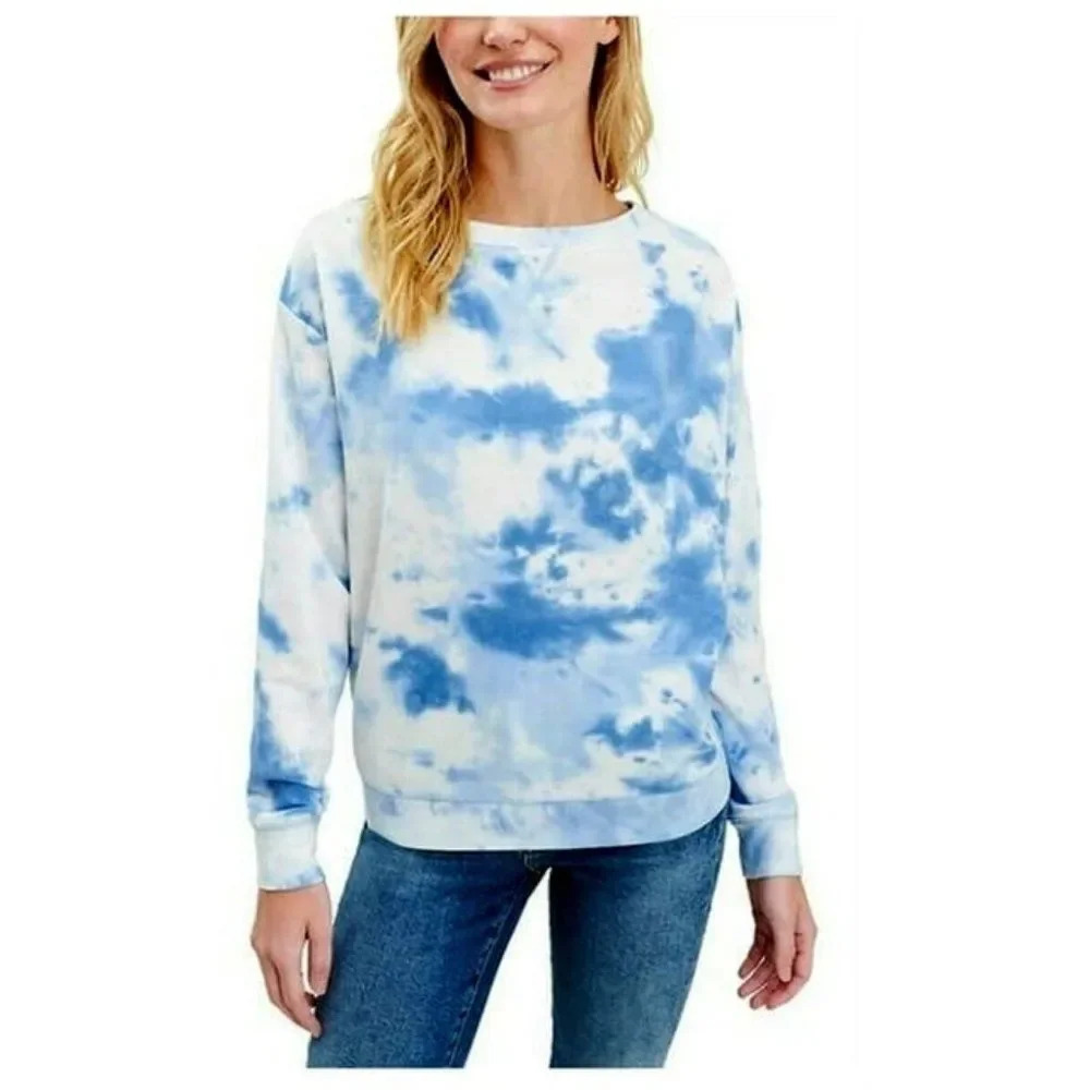Workshop Republic Clothing Women's Blue & White Tie Dye Top Size 1X